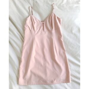 Lulus‎ Womens Stretch Cutout Sultry Moments Sleeveless Mini Dress Blush Pink L